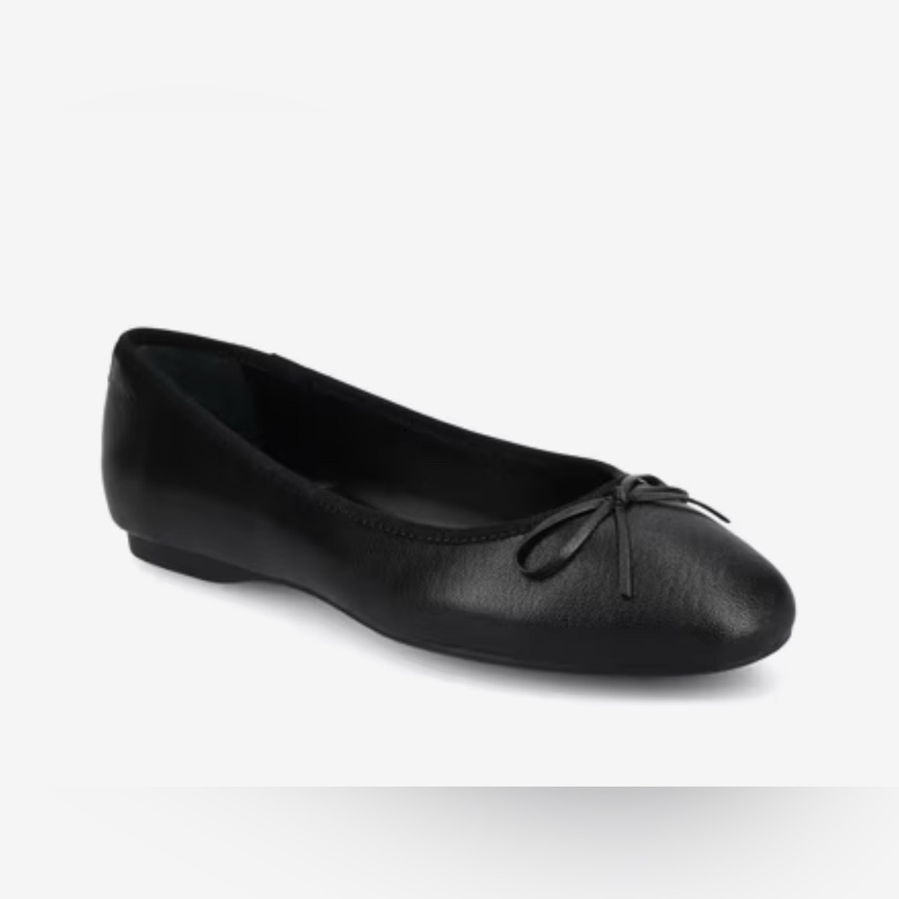 NWOT Birdies The Hummingbird Ballet Flats Black Noir Leather Size 12 - Picture 1 of 12